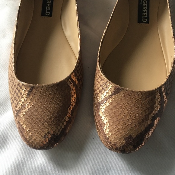 Karl Lagerfeld | Snakeskin-Embossed Leather Ballet Flats - Picture 5 of 10